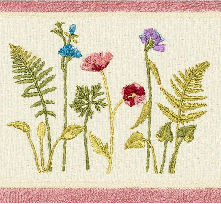Rose Turkish Cotton Wildflowers Embroidered Hand Towel Pink - Diamond Home USA