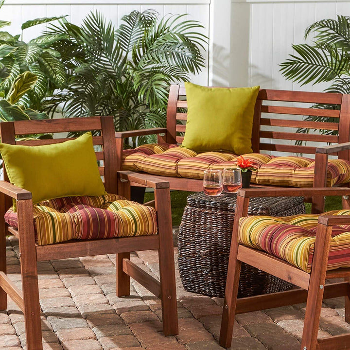 MISC 18 inch X 51 inch Outdoor Stripe Bench Cushion by Red Yellow Striped Traditional Transitional Polyester Fade Resistant Uv Water