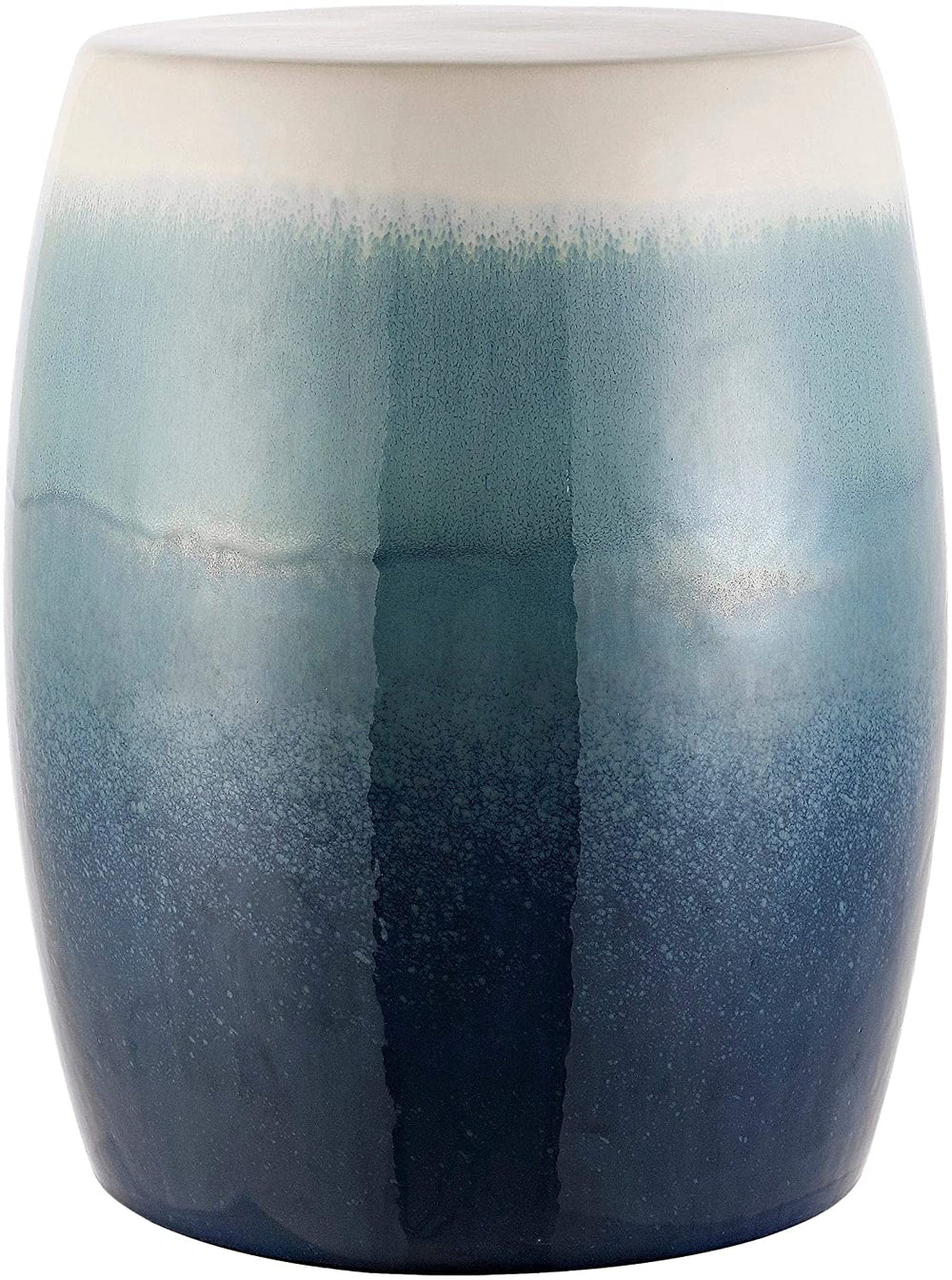 Ombre Ceramic Decorative Garden Stool Blue White Modern Contemporary Glossy