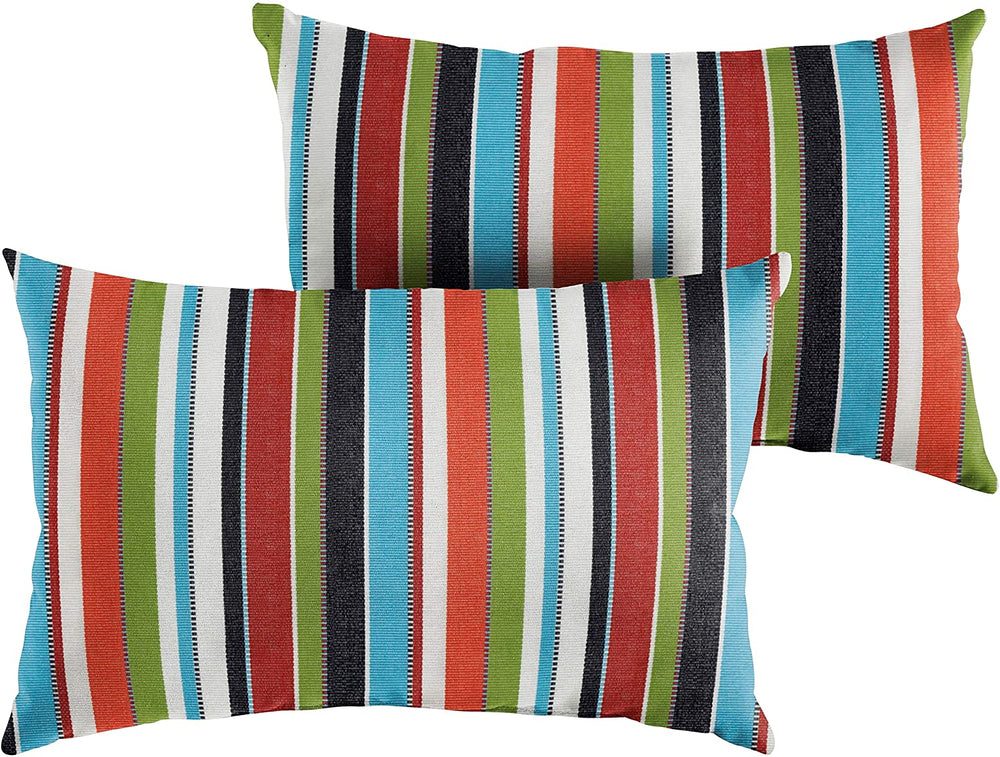 Carousel Confetti Indoor/Outdoor Pillow (Set 2) 13 X 20 Color Red Striped Transitional Synthetic Fade Resistant Set Uv - Diamond Home USA