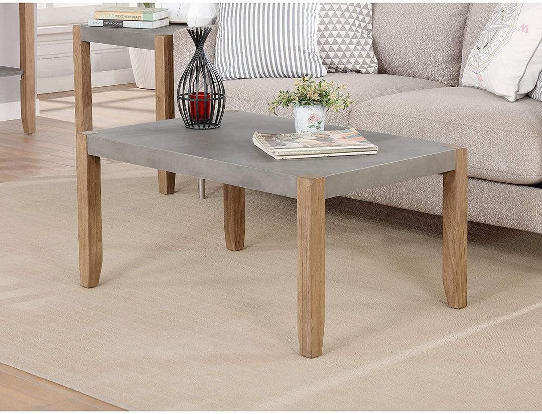 Concrete Wood Coffee Table Grey Industrial Square Pine