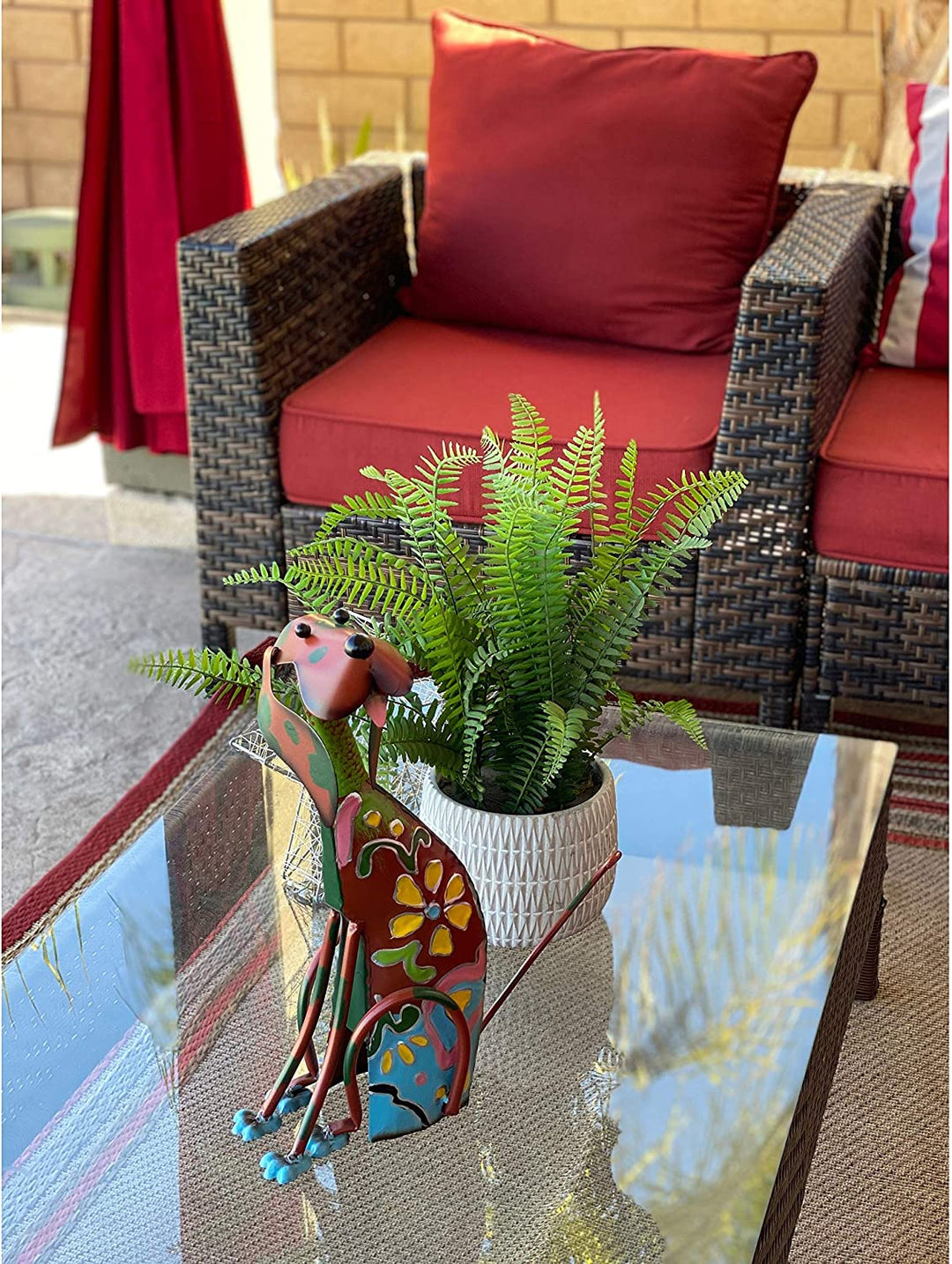 Artisan Dog Sculpture Garden Color Animals Metal Handmade - Diamond Home USA