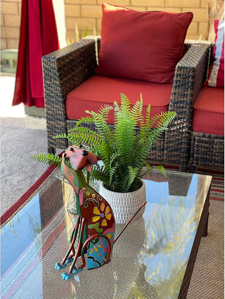 Artisan Dog Sculpture Garden Color Animals Metal Handmade - Diamond Home USA