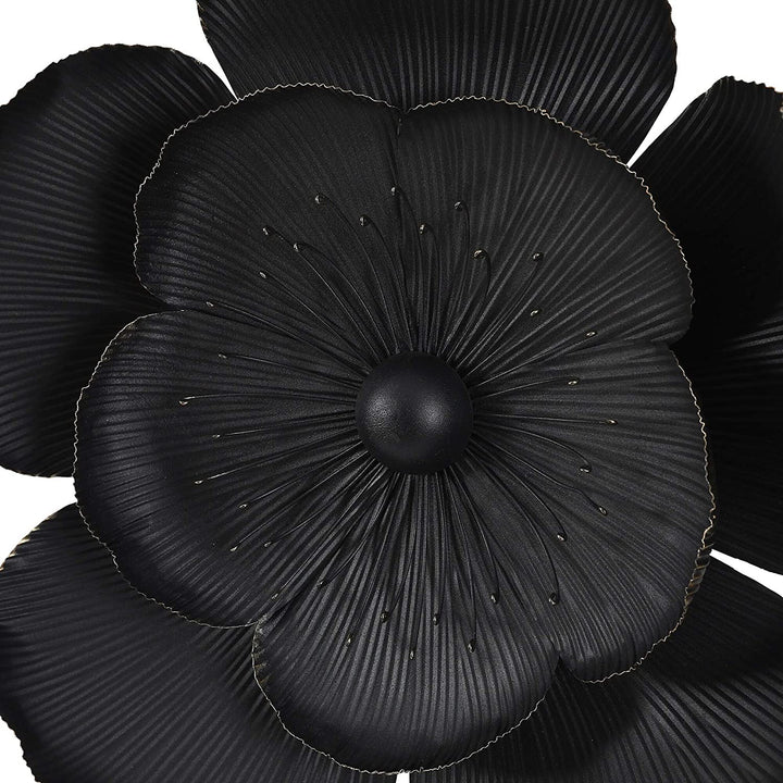 3 Piece Black Metal Flowers Wall Modern Contemporary Includes Hardware - Diamond Home USA