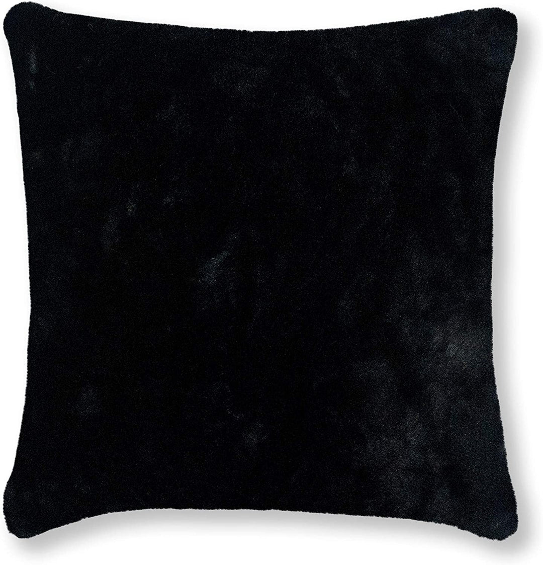 Weave Tail Black 20 inch Faux Fur Pillow Solid Color