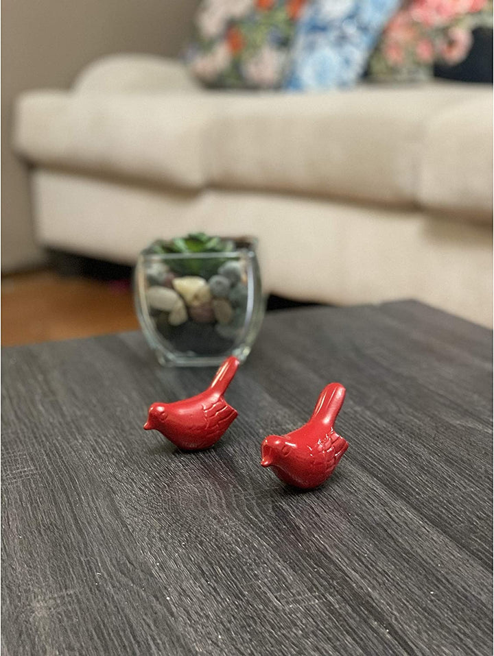 Bird Figurine Health Happiness Red Set 2 3 5" Animals Handmade - Diamond Home USA