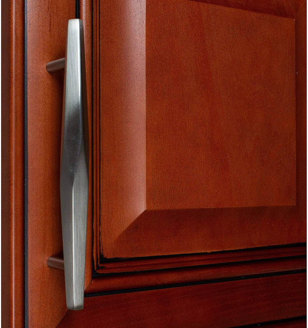 5 inch Center Satin Nickel Solid Faceted Bar Pulls (10 Pack) Modern Contemporary Zinc Finish