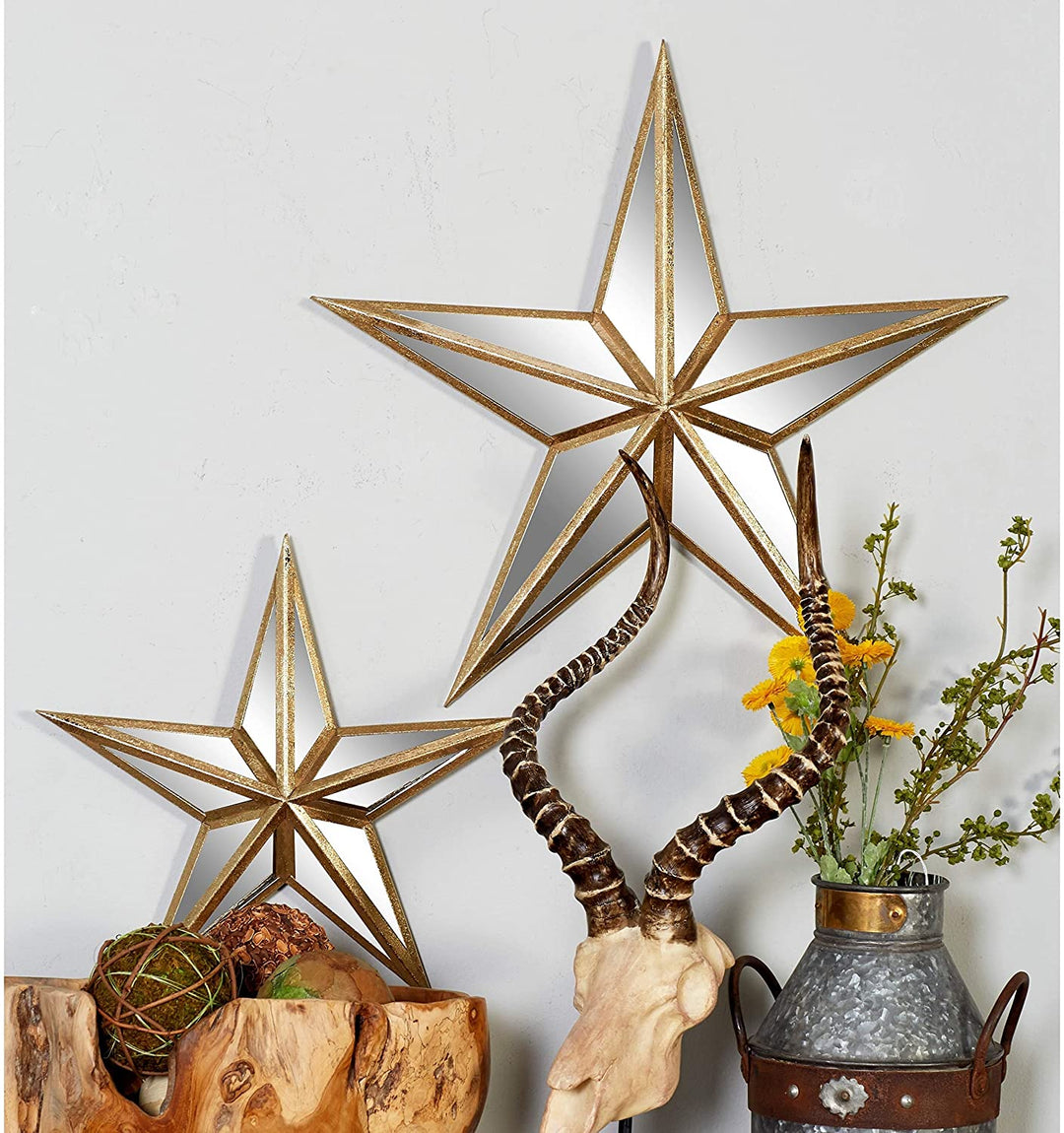 Metal Mirror Wall Star 15 inch 21 inch (Set 2) Black Glam