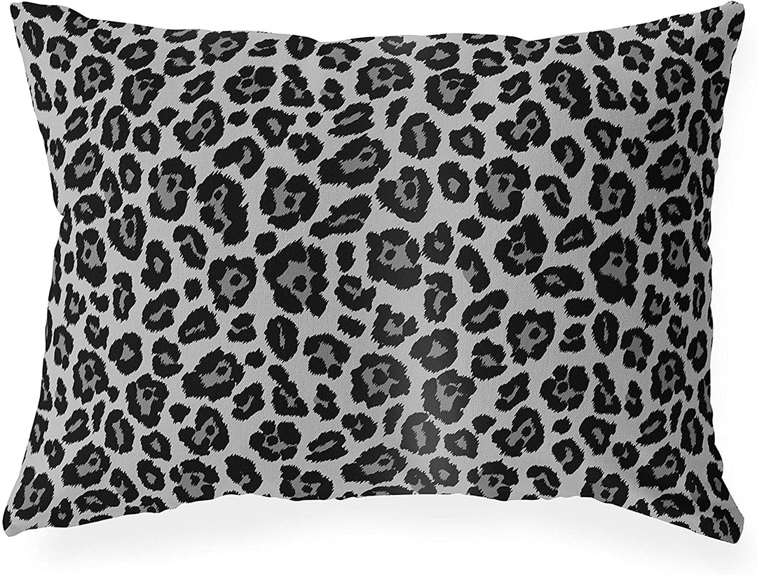 Leopard Black Lumbar Pillow Black Animal Modern Contemporary