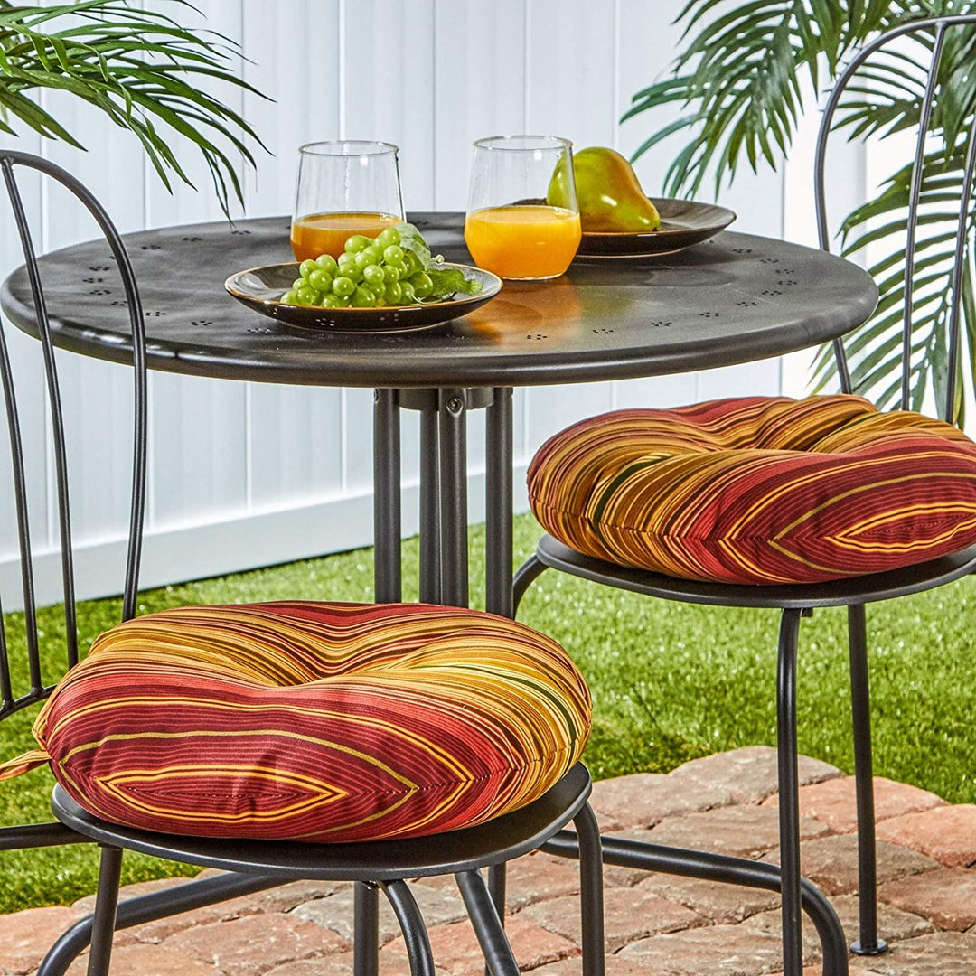 Outdoor 15 inch Stripe Bistro Chair Cushions (Set 2) Red