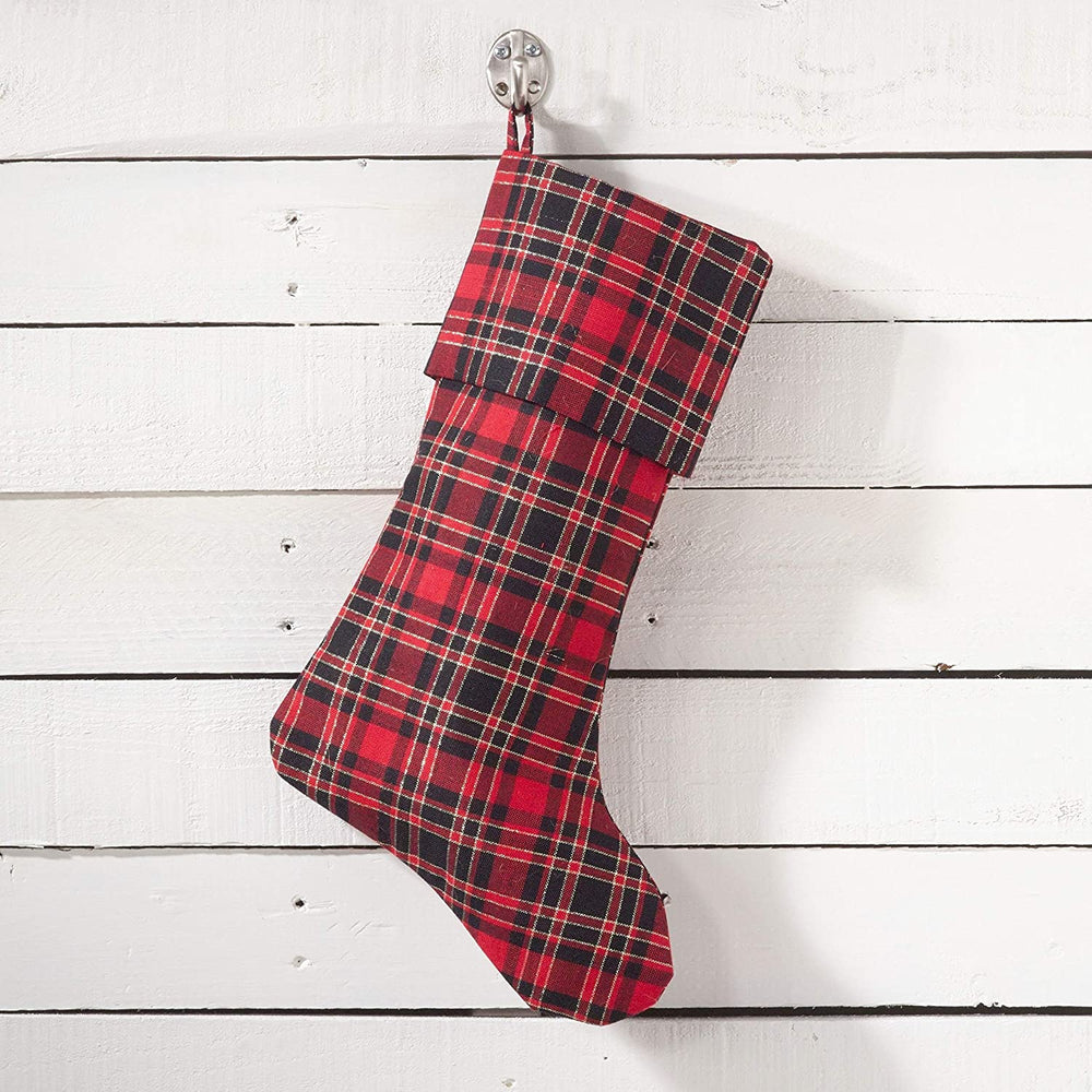 Classic Red Black Buffalo Plaid Holiday Decor Sherpa Trim 56" Tree Skirt Traditional Polyester
