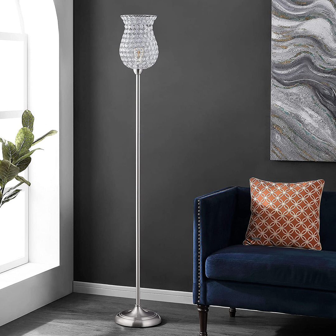 Lighting 70 inch Iron Floor Lamp 11" X 70" Silver Modern