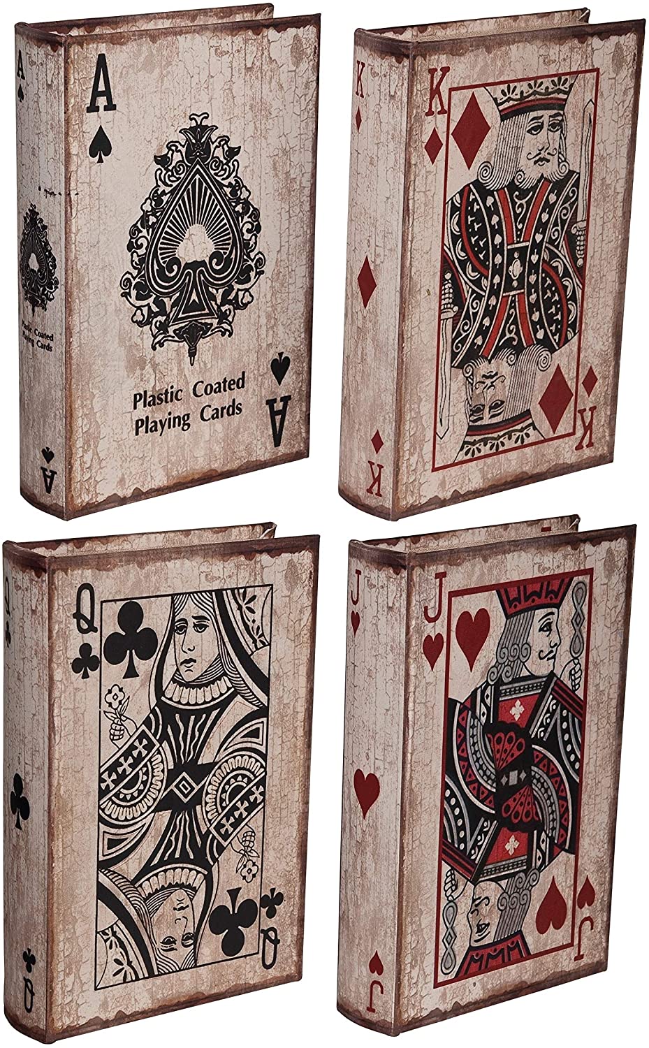 White Wash Red 10 inch Ace Playing Cards Book Boxes (Set