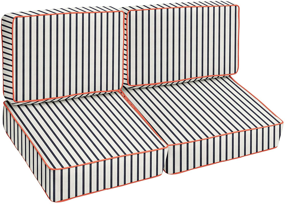 Blue White Stripe Melon Indoor/Outdoor Corded Loveseat Set