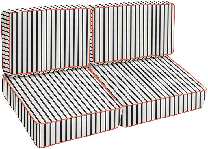 Blue White Stripe Melon Indoor/Outdoor Corded Loveseat Set