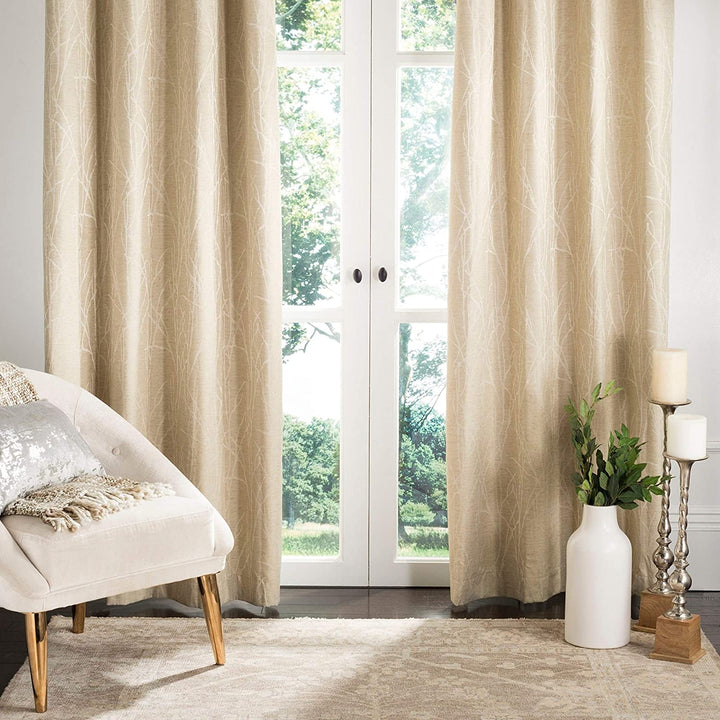 Single Curtain Panel Beige 96" L X 52" W Beige Solid Bohemian Eclectic Traditional Transitional Linen Rayon - Diamond Home USA