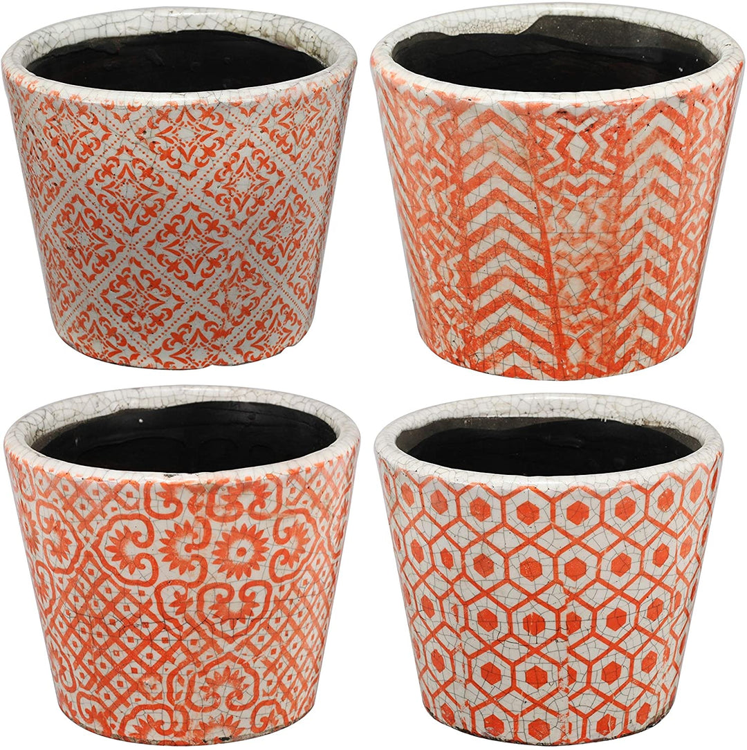 Orange White Small Planters (Set