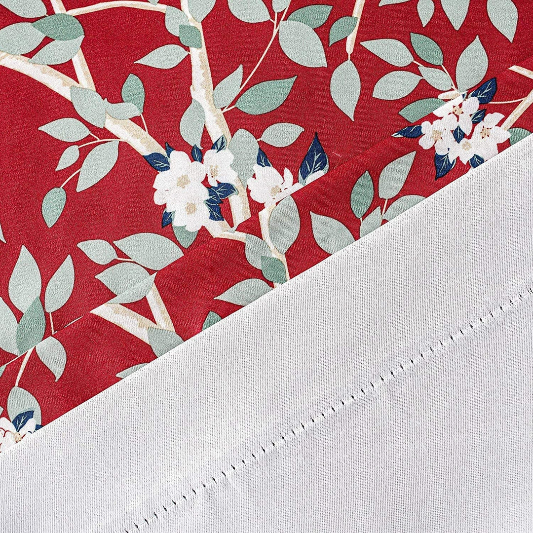 Flowers Leaves Botanical Classic Pattern Blackout Thermal Insulated Window Curtain Valance Rod Pocket 52 X 18 Red Floral Mid Century Modern - Diamond Home USA