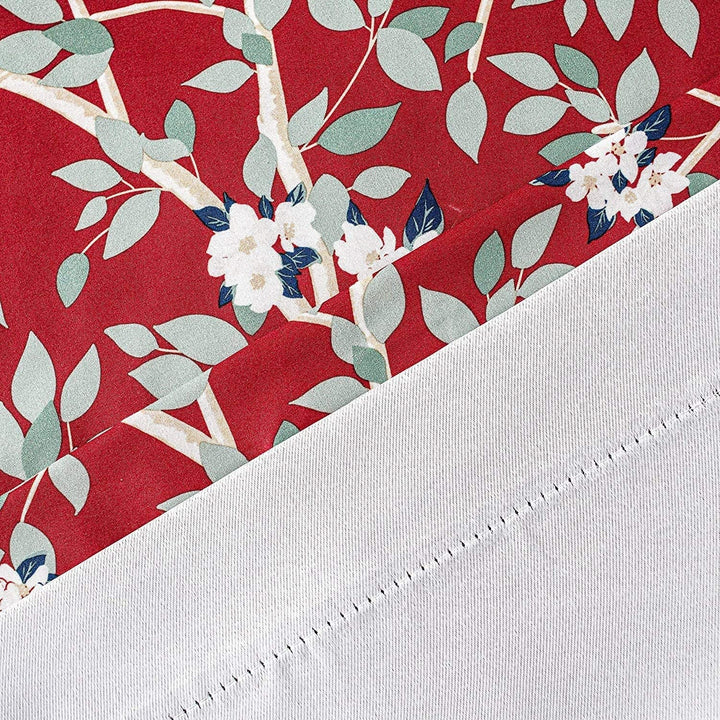 Flowers Leaves Botanical Classic Pattern Blackout Thermal Insulated Window Curtain Valance Rod Pocket 52 X 18 Red Floral Mid Century Modern - Diamond Home USA