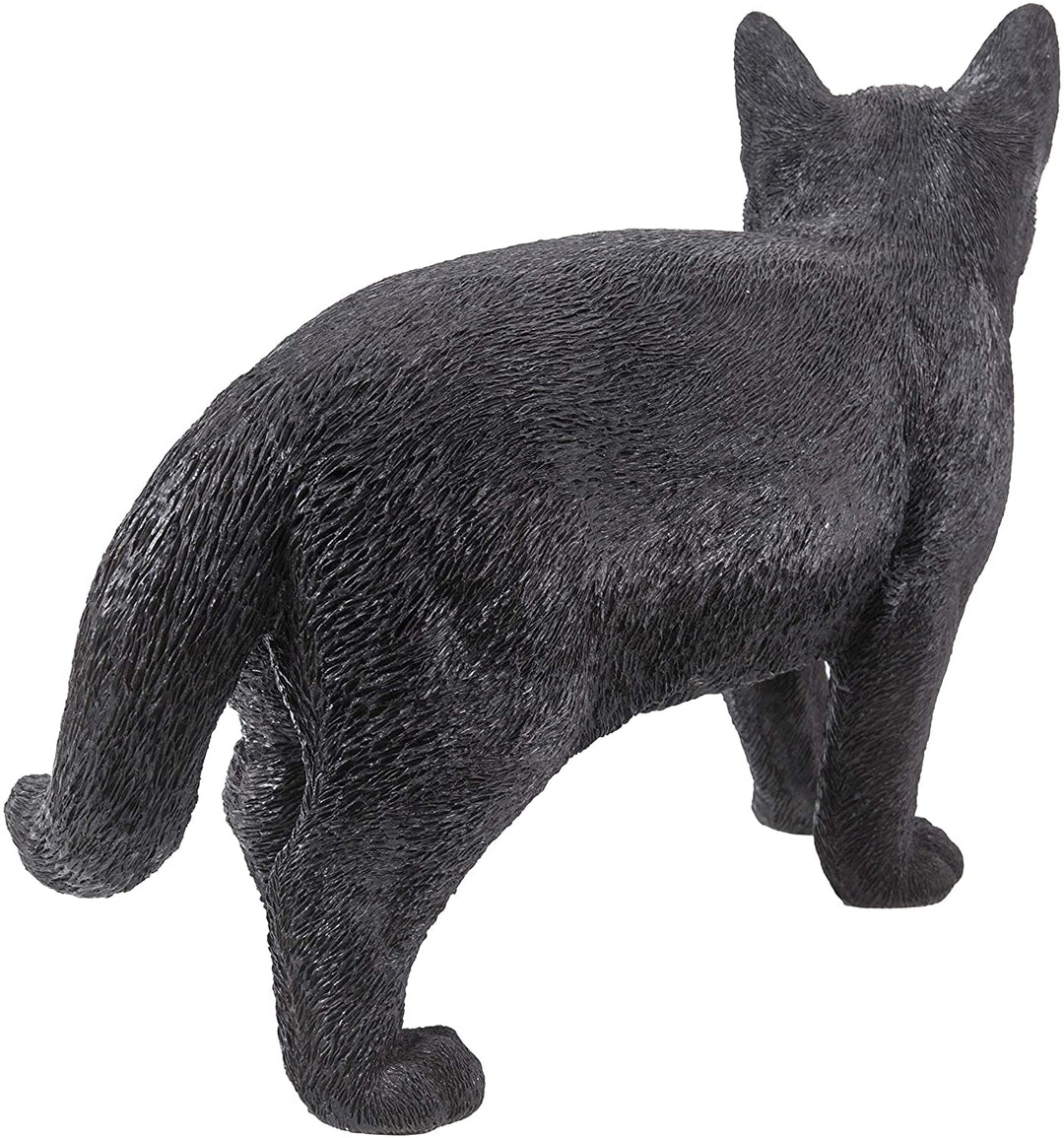 Black Cat Walking Looking Left Statue Polyresin - Diamond Home USA