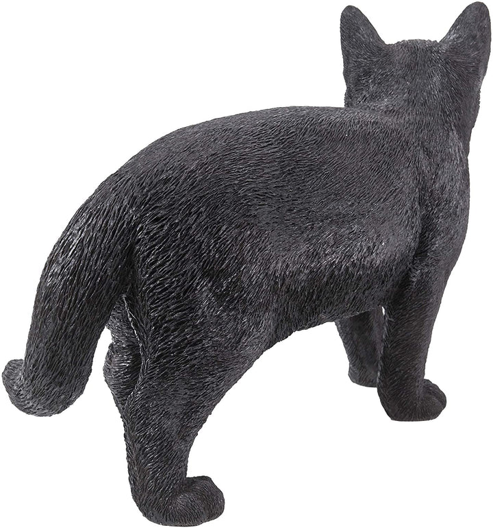Black Cat Walking Looking Left Statue Polyresin - Diamond Home USA