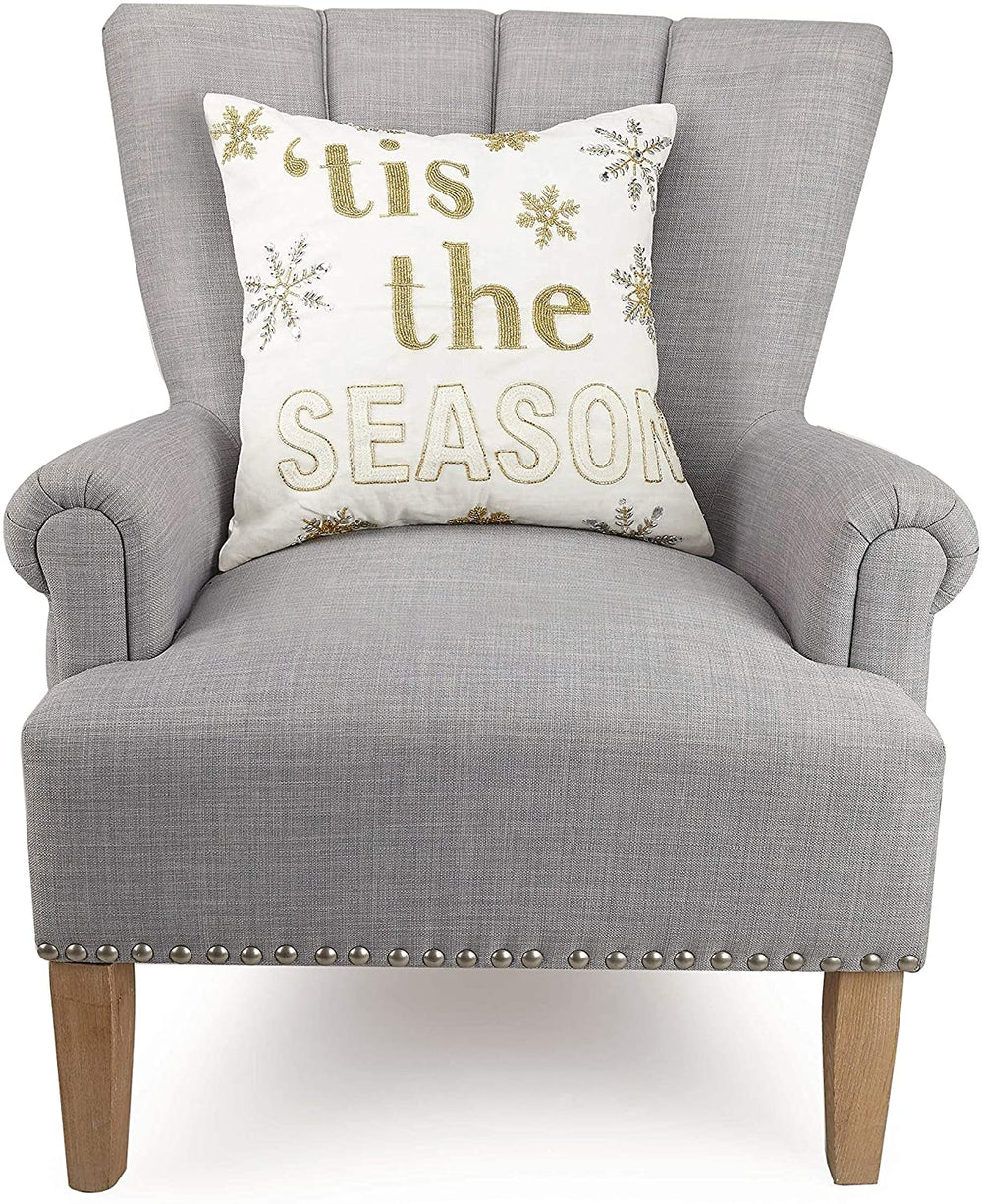 Tis Season Embroidered Pillow - Diamond Home USA