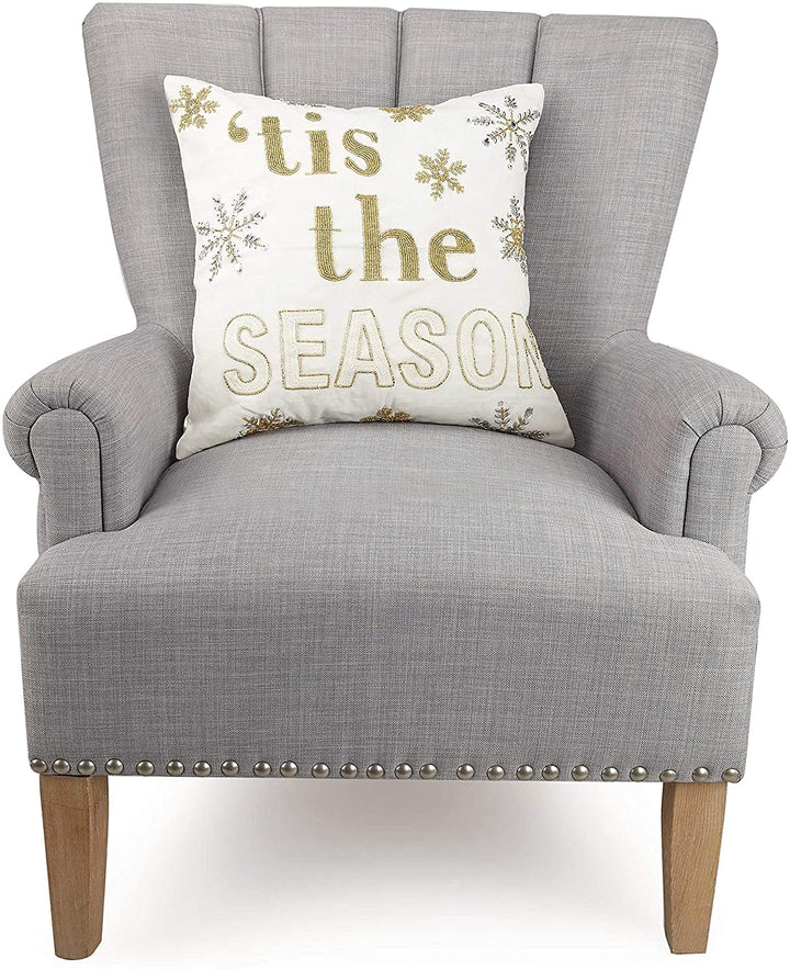 Tis Season Embroidered Pillow - Diamond Home USA