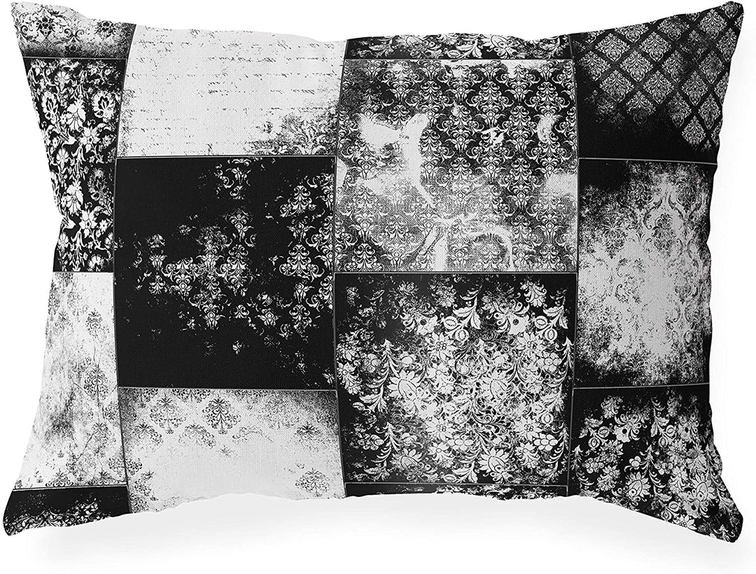 Eclectic Bohemian Patchwork White Lumbar Pillow