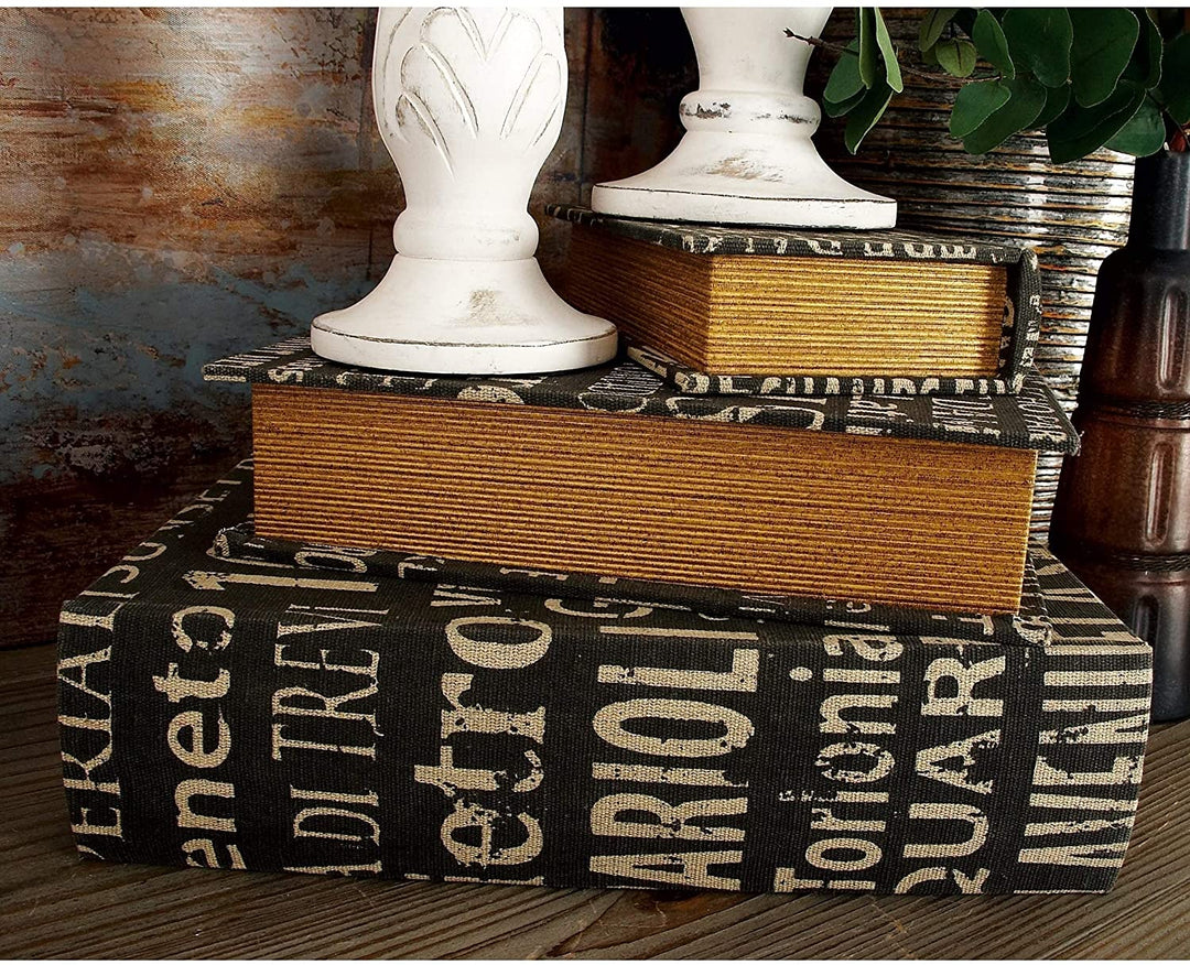 Joyful Stream White/tan/Black MDF Leather Book Boxes (Set 3)