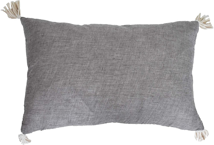 Corded Morocco Embroidered Pillow Grey Geometric Bohemian Eclectic Cotton One Removable Cover - Diamond Home USA