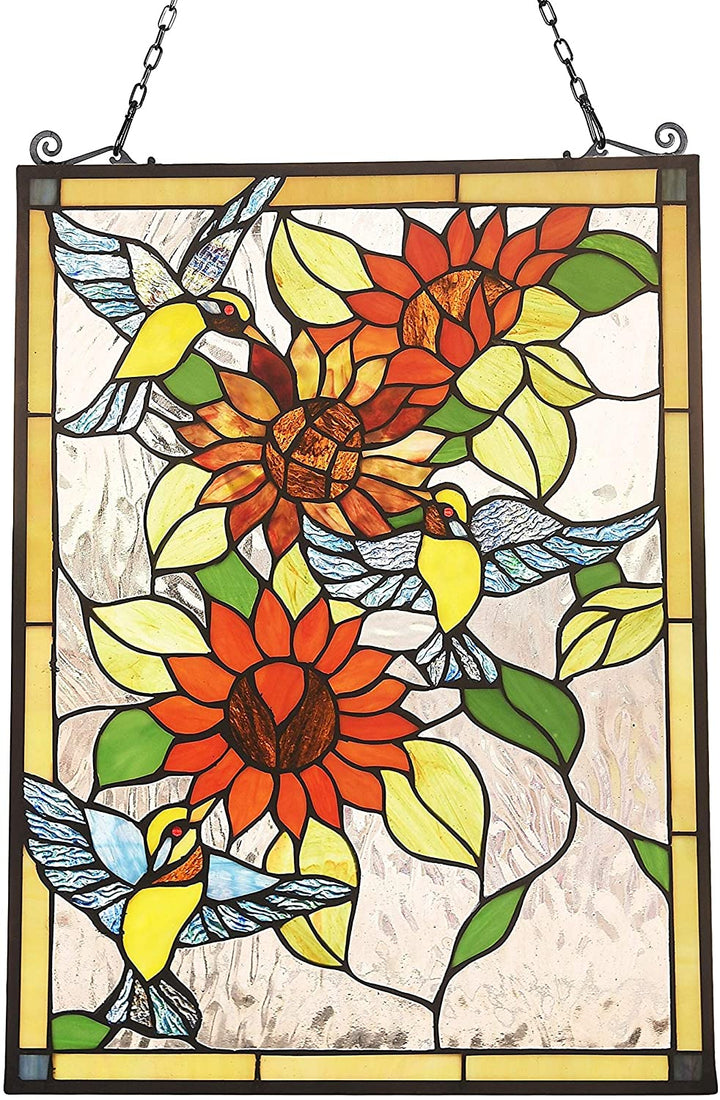 Tiffany Bird Flower Design Suncatcher Color Traditional
