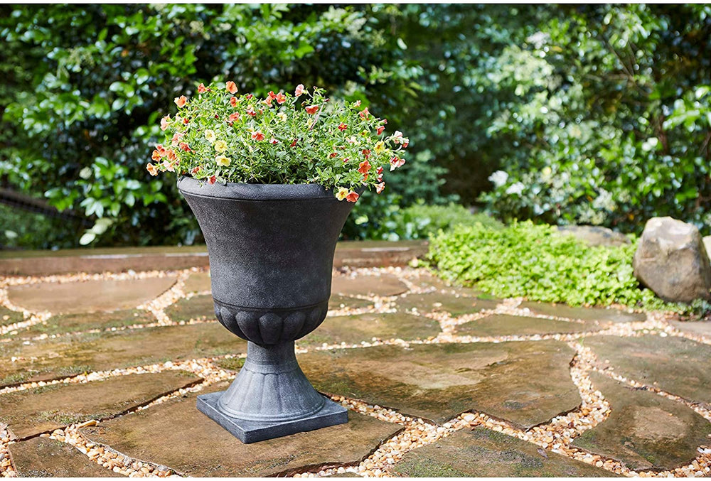 21" Urn Weathered Black Traditional Round Resin - Diamond Home USA