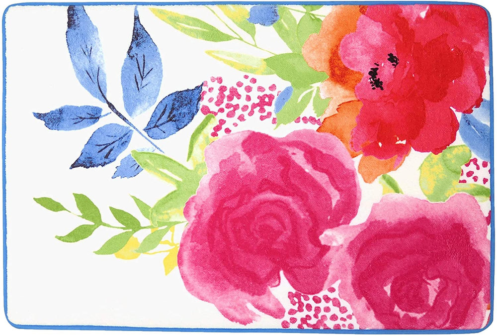 Floral Burst Bath Rug 20 X 30 White Memory Foam - Diamond Home USA