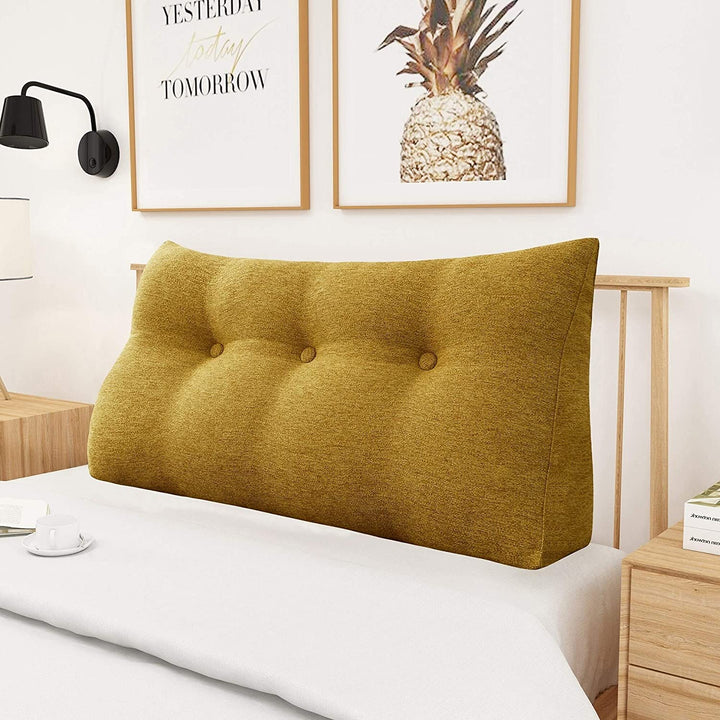 Bed Rest Wedge Bolster Pillow Yellow Decorative Lumbar Solid Color Novelty Polyester Single Handmade Removable Cover - Diamond Home USA