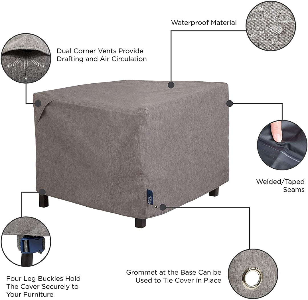 Waterproof Patio Firepit Table Cover (42 W X 42 D 22 H) Gray Model Grey Polyester Blend - Diamond Home USA