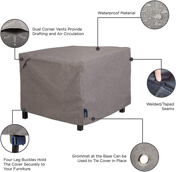 Waterproof Patio Firepit Table Cover (42 W X 42 D 22 H) Gray Model Grey Polyester Blend - Diamond Home USA