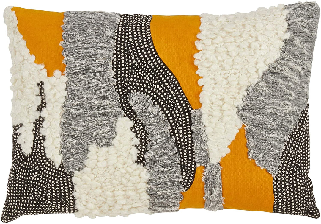 Yarn Applique Multicolor tton Throw Pillow Down Filling