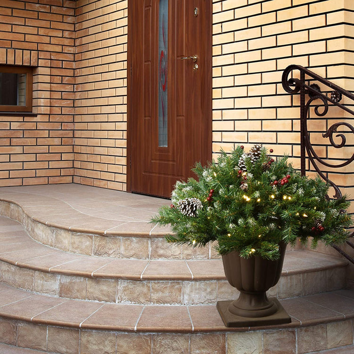 33" Frosted Berry Urn Filler Battery Operated Led Lights 33in Green Plastic Led - Diamond Home USA