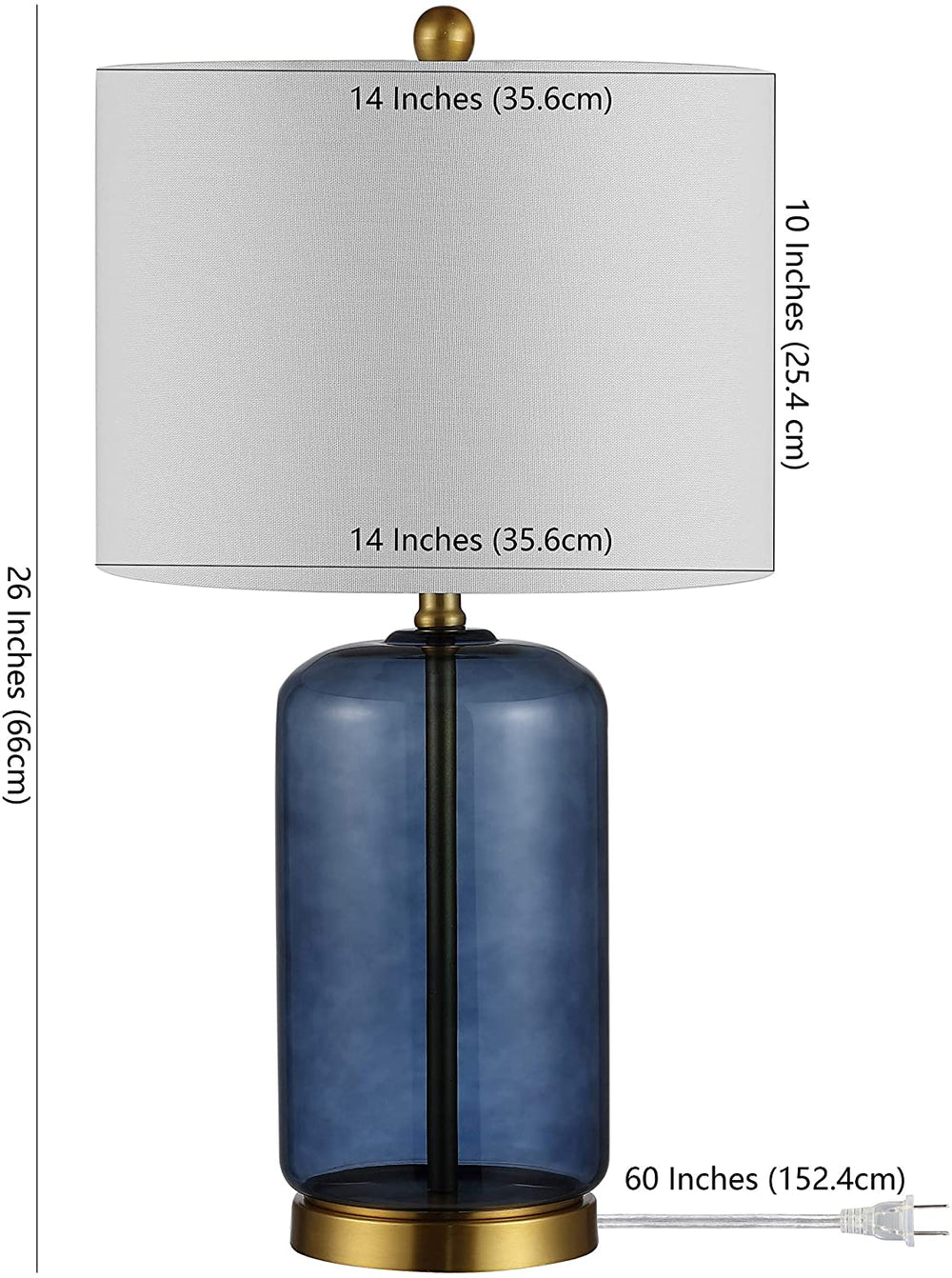 Lighting 26 inch Ceramic Table Lamp 14" X 26" Blue Modern Contemporary Traditional Gold Bulbs Included - Diamond Home USA