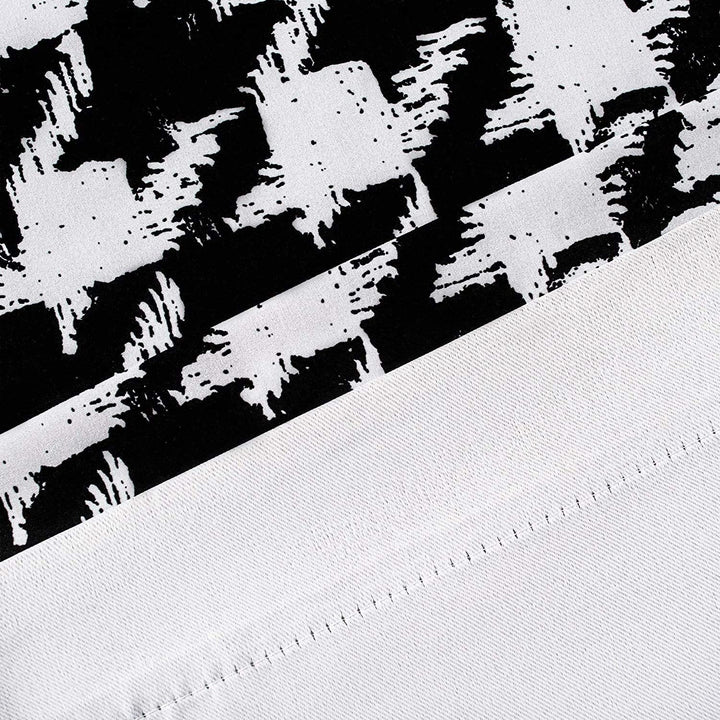 Houndstooth Vintage Plaid Printed Pattern Thermal Insulated Blackout Window Curtain Valance Rod Pocket Single Black Modern Contemporary - Diamond Home USA