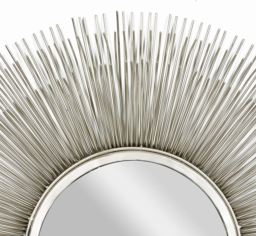Large Round Silver Metal Starburst Mirror Wall 28 5" 29 X 4 - Diamond Home USA