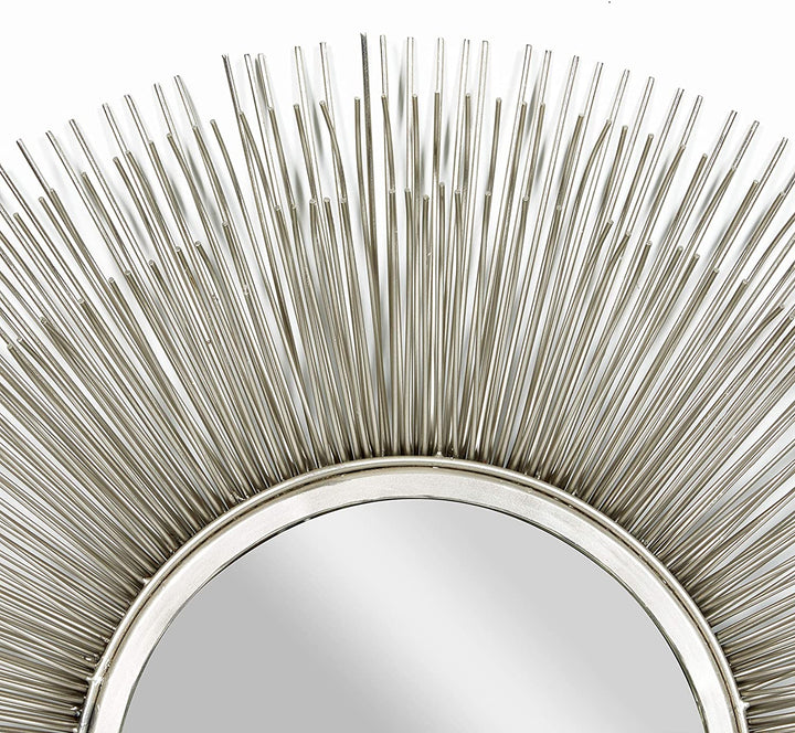 Large Round Silver Metal Starburst Mirror Wall 28 5" 29 X 4 - Diamond Home USA