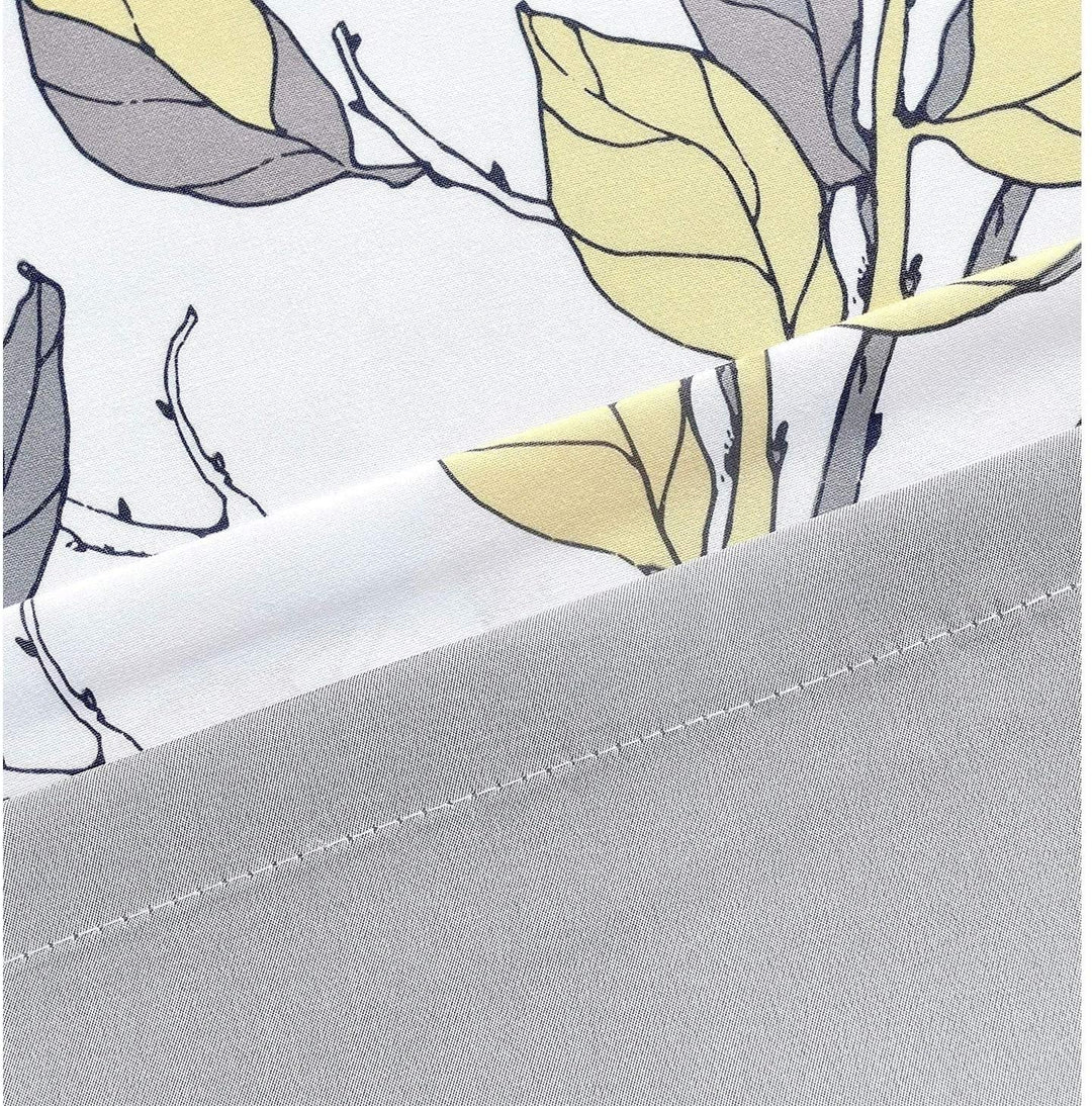 Sketch Floral Branch Leaves Tie Up Curtain 45'' Width X 63'' Length Grey Modern Contemporary Polyester Thermal - Diamond Home USA