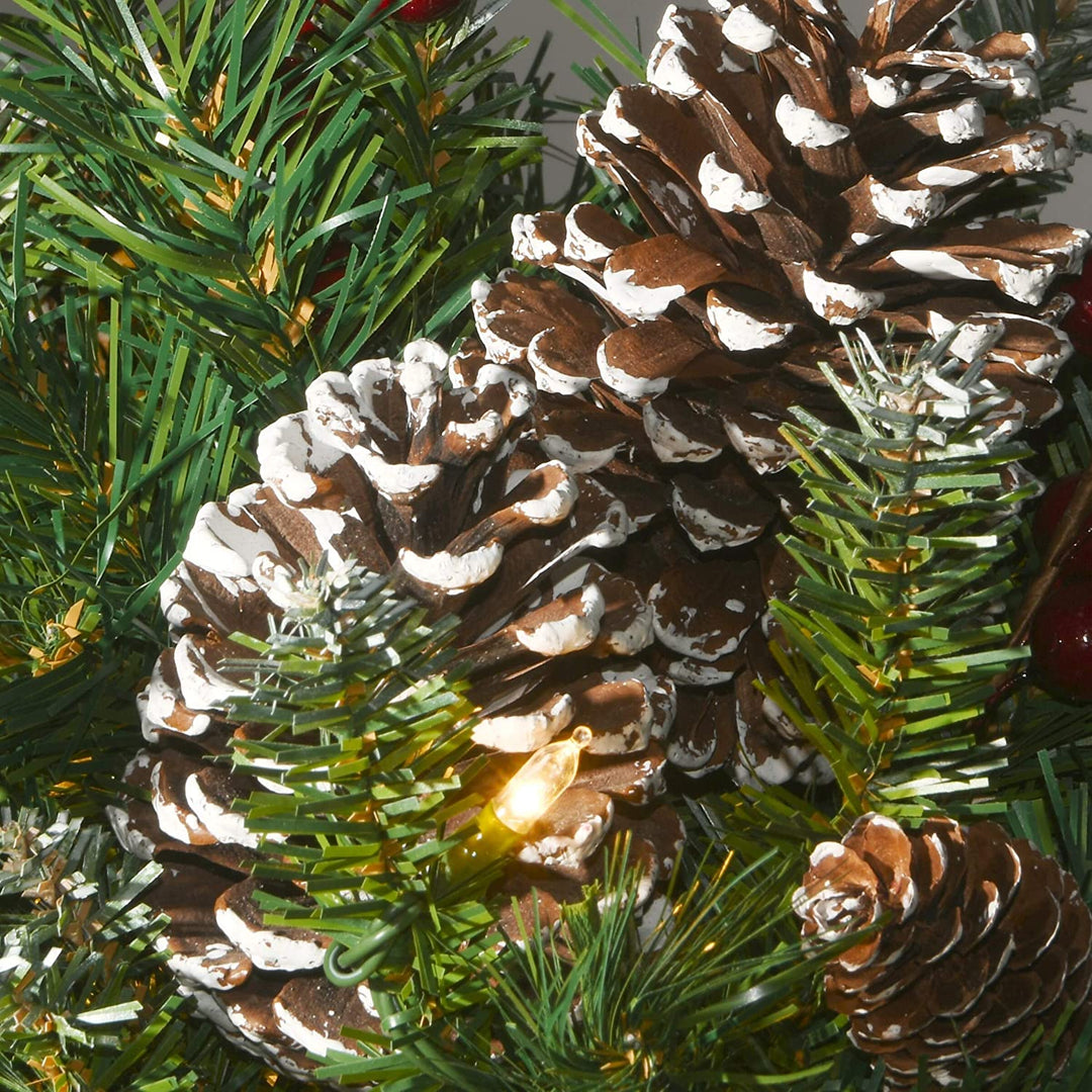 33" Frosted Berry Urn Filler Battery Operated Led Lights 33in Green Plastic Led - Diamond Home USA