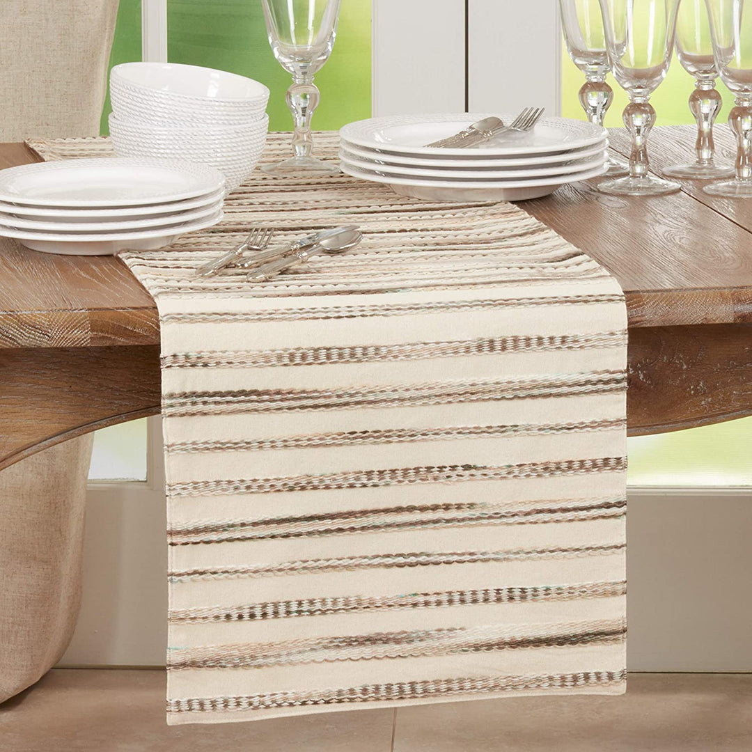 Table Runner Stripe Weave Design Color Cotton