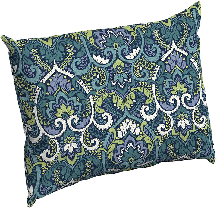 Outdoor 17 X 23 Pillow Back L W 5 H Blue Damask Bohemian