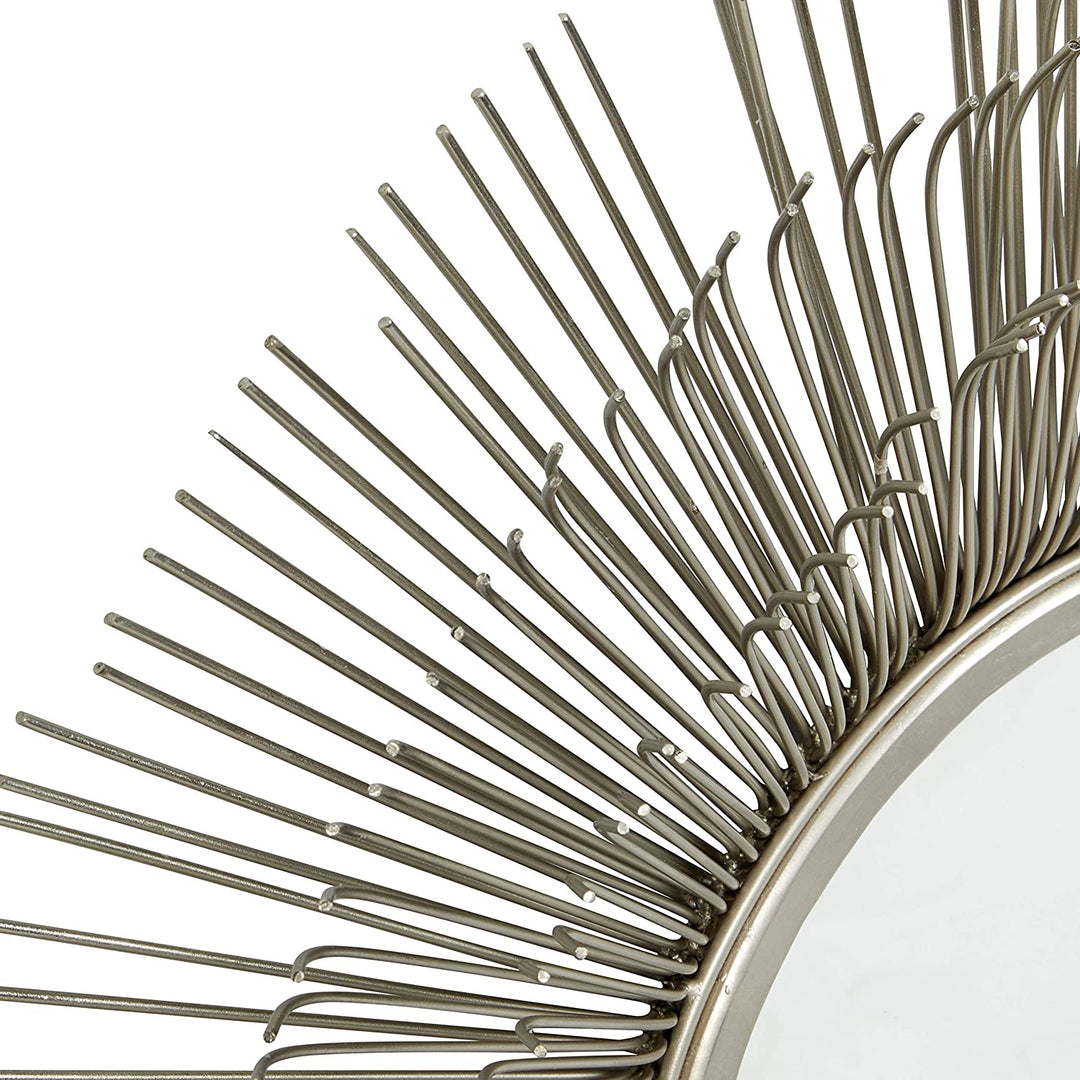Large Round Silver Metal Starburst Mirror Wall 28 5" 29 X 4 - Diamond Home USA