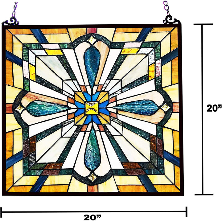 Mission Design/Look Glass Window Panel/suncatcher Color Traditional Square Arts Crafts Includes Hardware