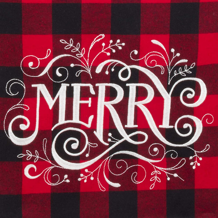 Buffalo Plaid Table Runner Merry Design Red Cotton Blend - Diamond Home USA