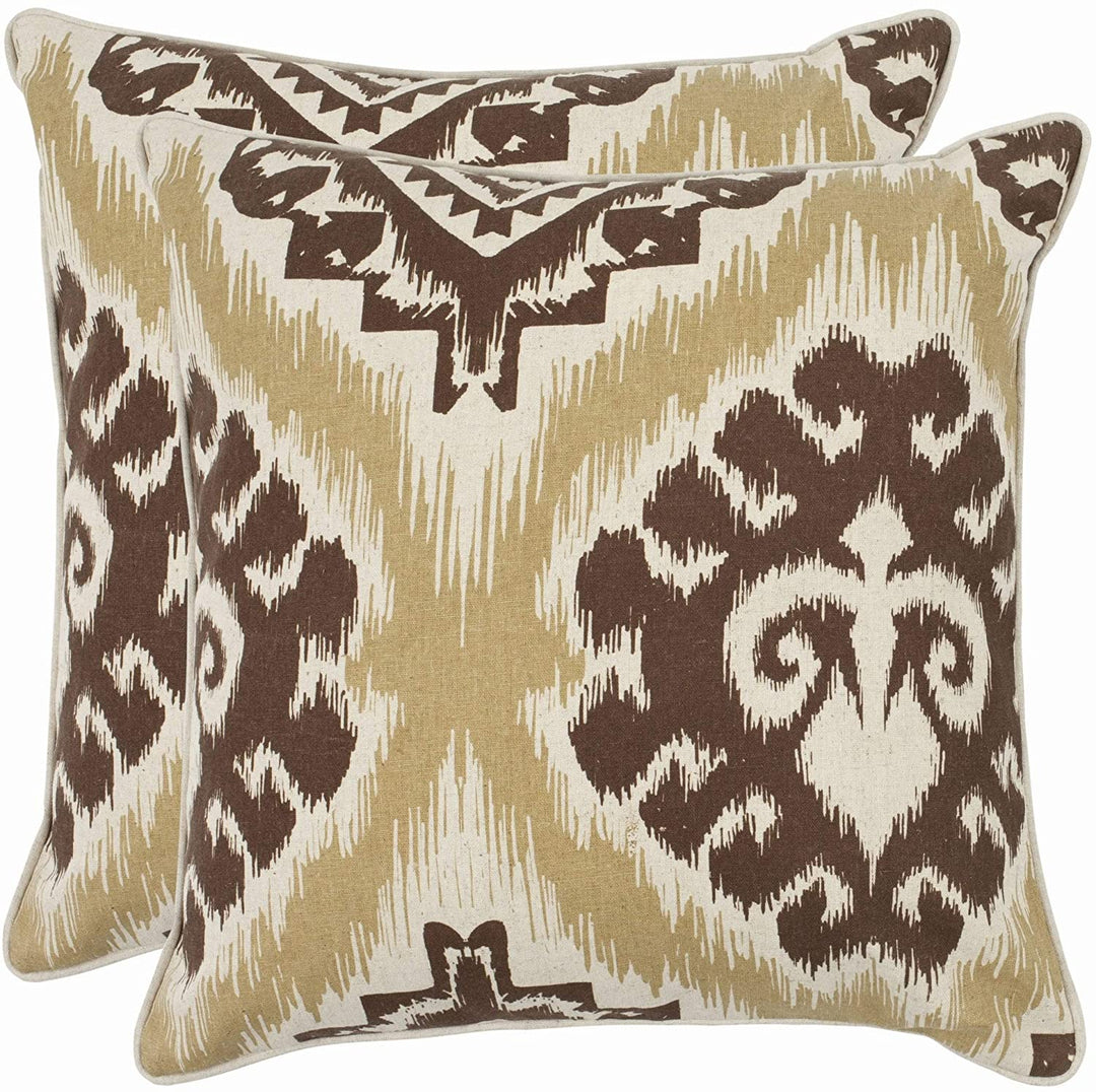Damask 22 inch Beige/Almond Brown Decorative Pillows (Set 2)